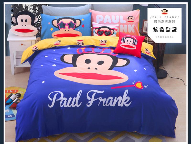 逸轩家纺 Paul Frank大嘴猴 床上用品床单被套全棉卡通四件套1.5/1.8床通用