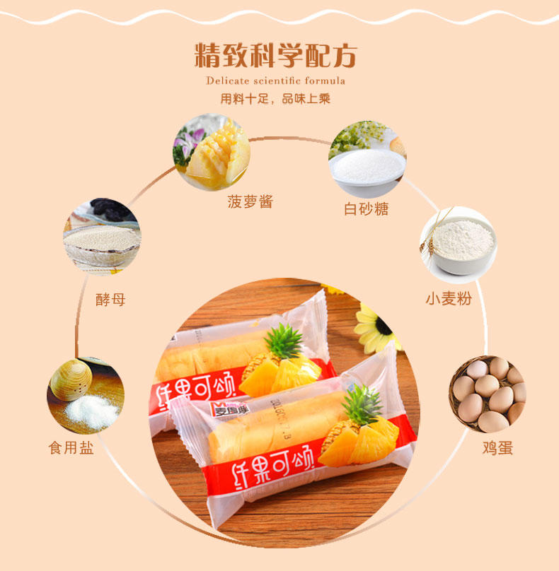 麦得隆食品纤果可颂面包800g 早餐手撕软小面包蒸零食夹心蛋糕点