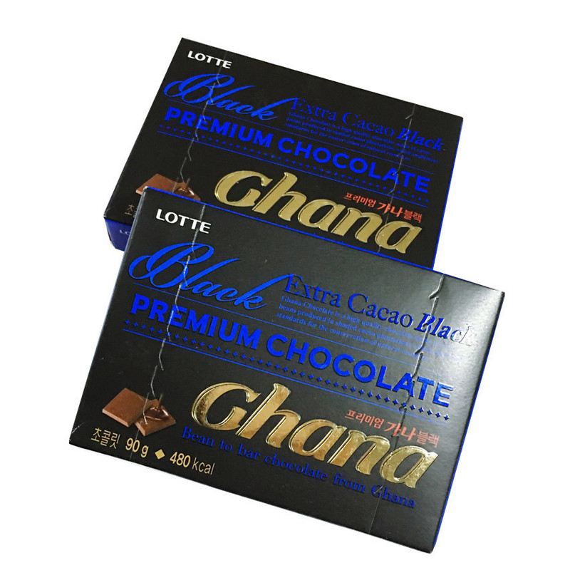 韩国进口乐天加纳纯黑巧克力 90g*2