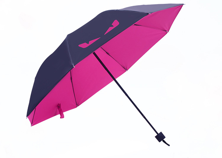 卡通黑胶防晒防紫外线太阳伞小恶魔男女学生阿波罗款小黑晴雨伞
