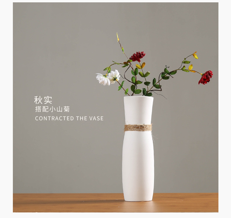 现代简约陶瓷插花花瓶 创意客厅白色干花花器 欧式家居装饰品摆