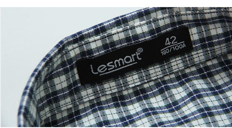 Lesmart莱斯玛特 男士秋季新款男士长袖衬衫 男士方格衬衣SW13390
