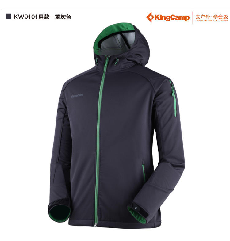 KingCamp/康尔 户外男女情侣防风防水抓绒软壳衣KW9100-KW9101