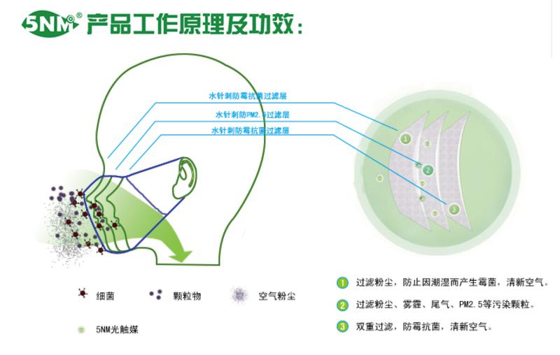 5NM 抗菌防PM2.5防霾口罩时尚假面素色系列均码 加厚家庭装 附赠12组专用滤芯