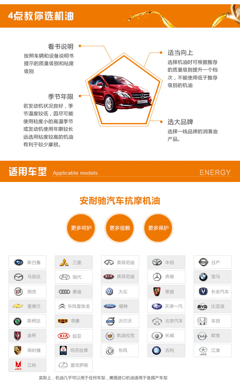 安耐驰汽车发动机机油SN5W-30全合成型机油抗磨润滑油四季通用1L