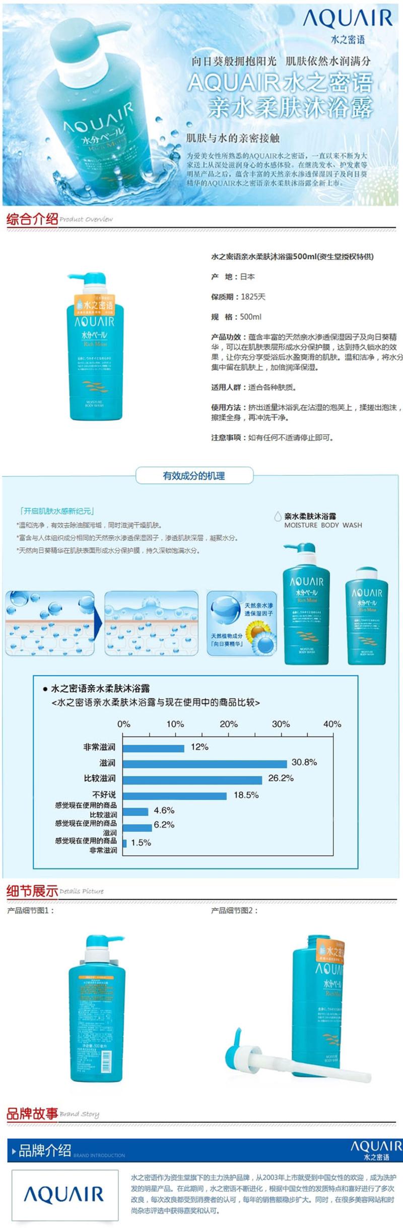 资生堂(FTS) 水之密语亲水柔肤沐浴露500ml