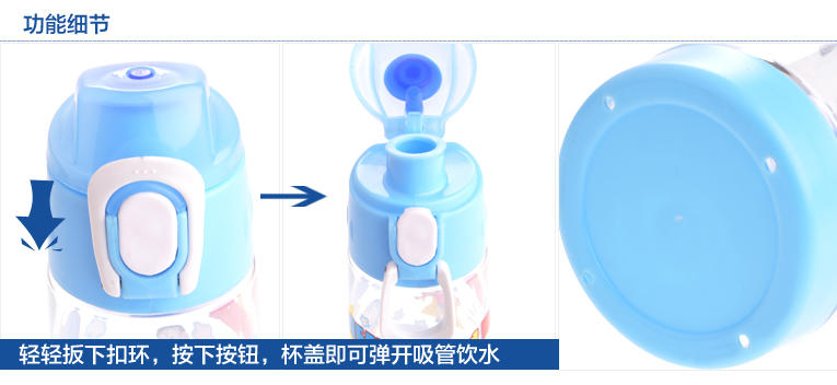 DORAEMON/哆啦A梦水杯塑料水壶机器猫透明大容量水杯水壶带柄水壶