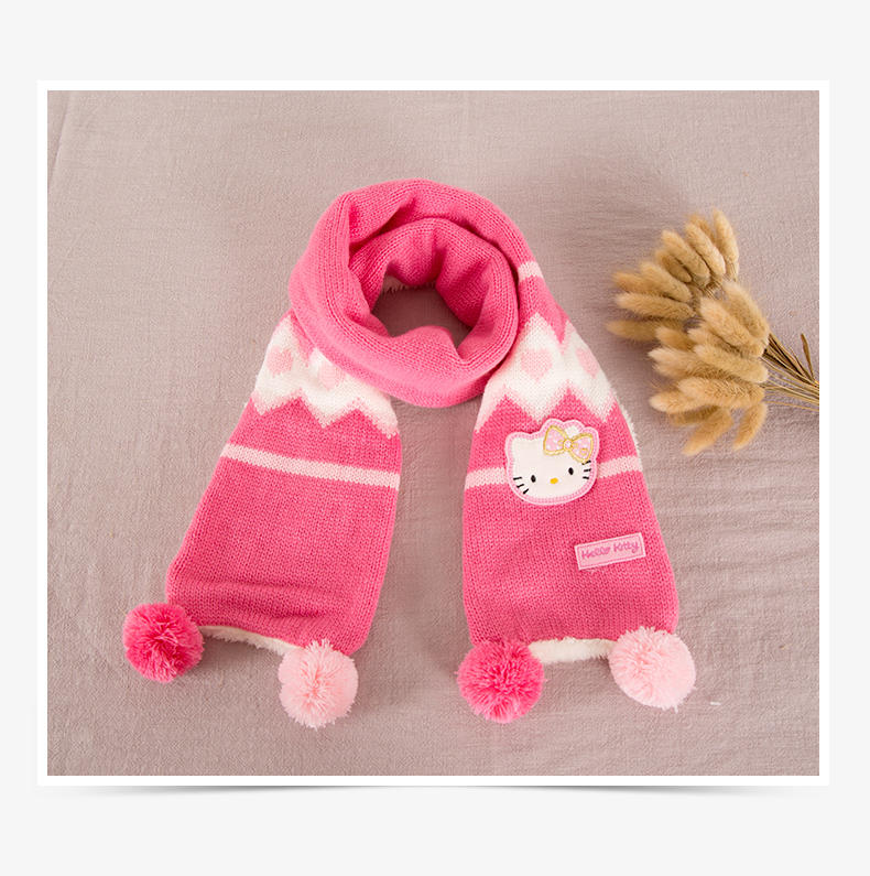 凯蒂猫/HELLOKITTY 儿童针织棉帽冬宝宝毛线帽子围巾两件套