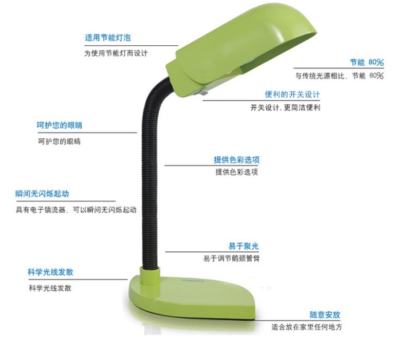 飞利浦台灯 学习卧室床头灯 彩馨护眼创意学生节能台灯