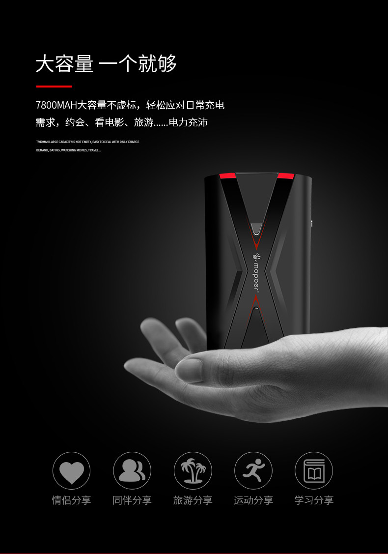 mopoer X战警 wifi充电宝 7800mAh wifi移动电源 3G无线路由器