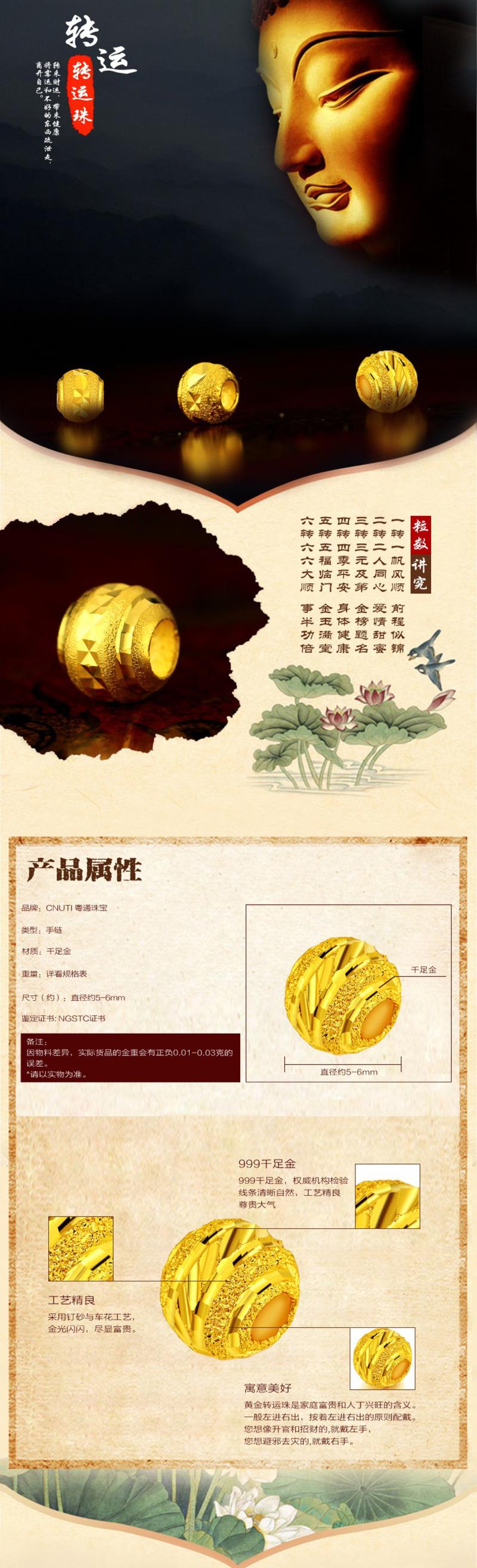 CNUTI粤通国际珠宝 转运珠路路通吊坠/挂链  约0.27g