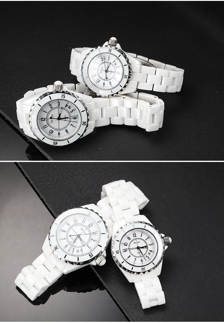 尼尚（Nesun)  陶瓷手表韩版时尚手表 时尚休闲防水男表 MC6281A