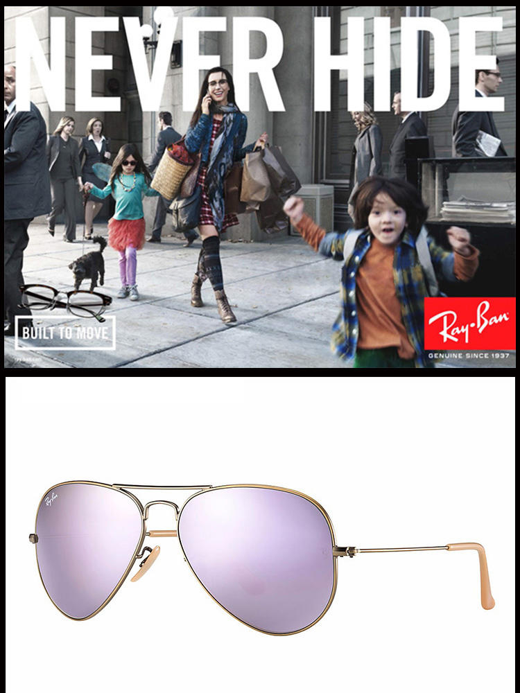 Ray-Ban 雷朋 古铜框浅紫膜  意大利时尚男女款太阳镜 RB3025-167/4K-58