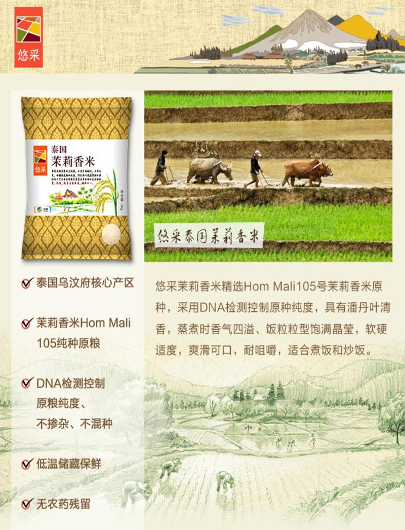 中粮悠采 世界精品大米之泰国茉莉香米2kg/袋