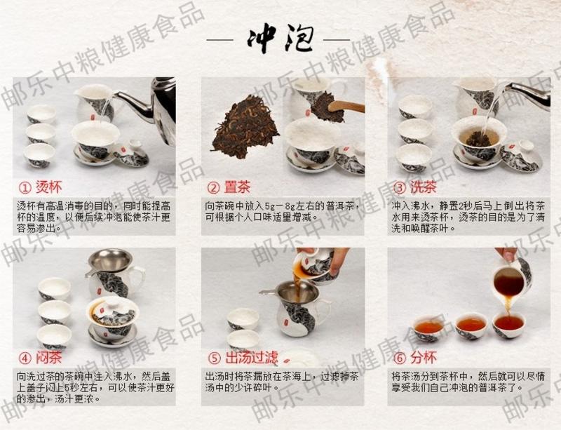 中茶 黑茶 云南普洱茶 2007版福禄寿喜方砖（生）100克/盒