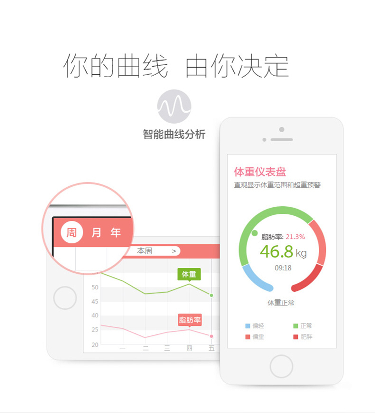 乐心（lifesense）melody 智能体脂秤wifi版人体健康秤 微信互联 （优雅黑）