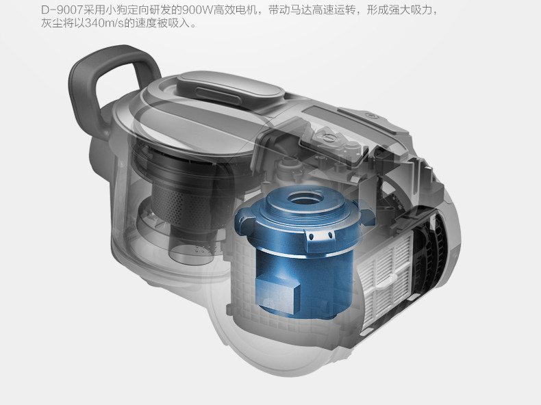 小狗 高端家用吸尘器超静音大功率手持式强力小型除螨吸尘机D-9007