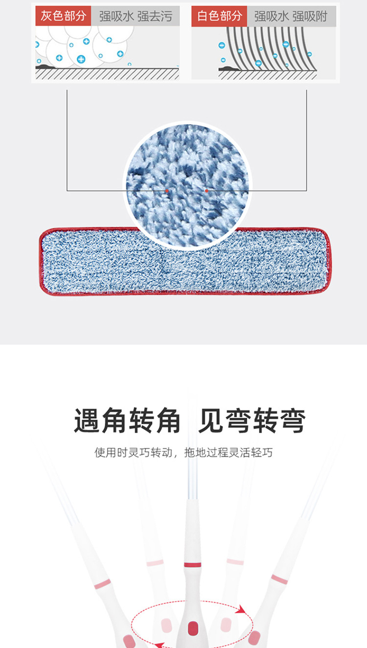 禧天龙 Q-9045 平板拖把免手洗懒人家用自甩水干湿两用拖布一拖净