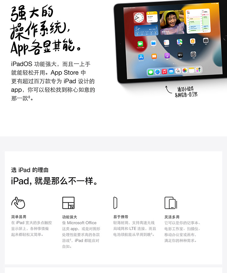 Apple iPad 10.2英寸平板电脑 256G 2021款 WLAN版 A13芯片 ipad9