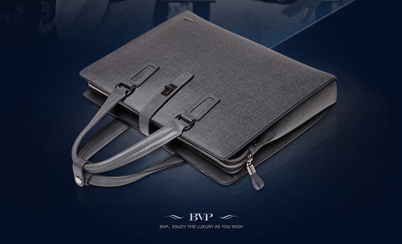 BVP铂派高端进口牛皮公文包 真皮商务男士手提包横款电脑公文包正品T1012