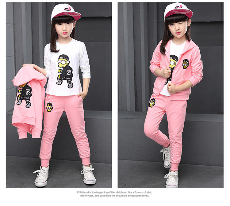 儿童套装 16秋款男童女童宝宝套装韩版卡通小人三件套童装