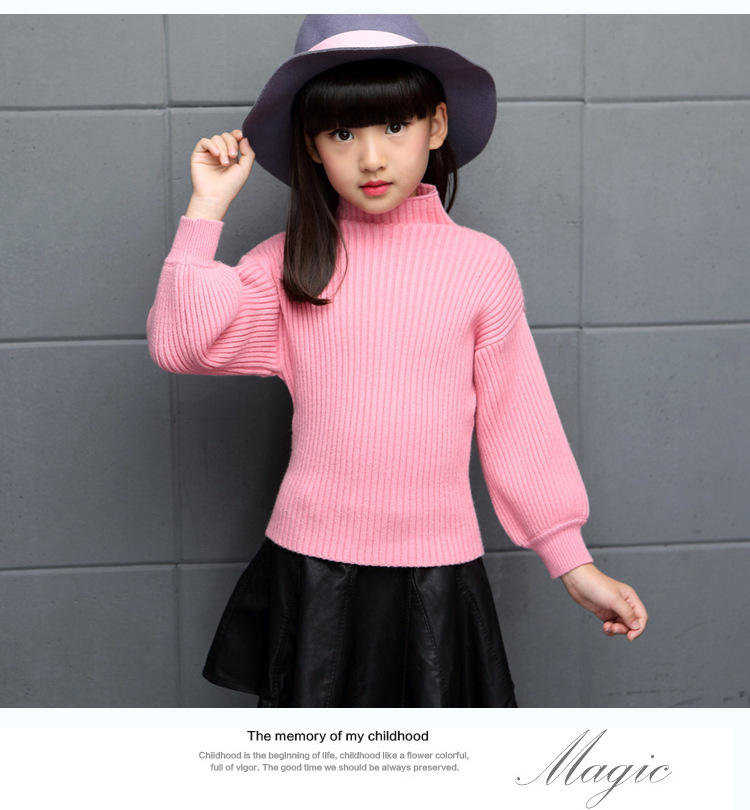2016春秋款童装 针织女童毛衣高领韩版儿童套头针织衫