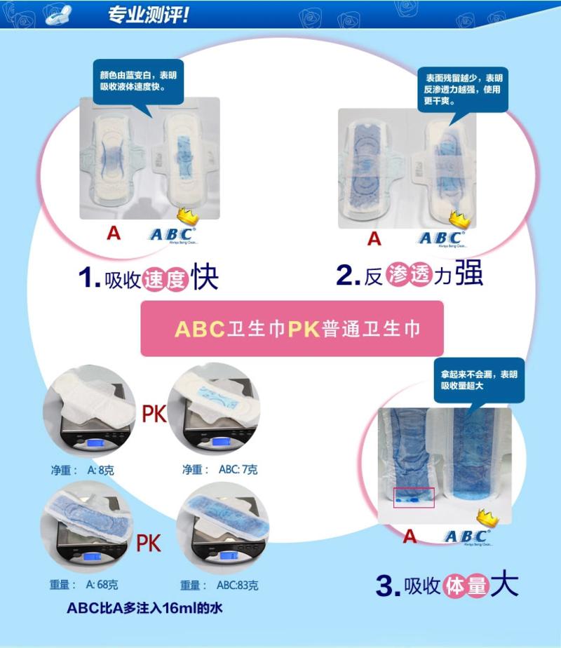 ABC卫生巾亲柔立围超长甜睡夜用超极薄棉柔3包 K88*3