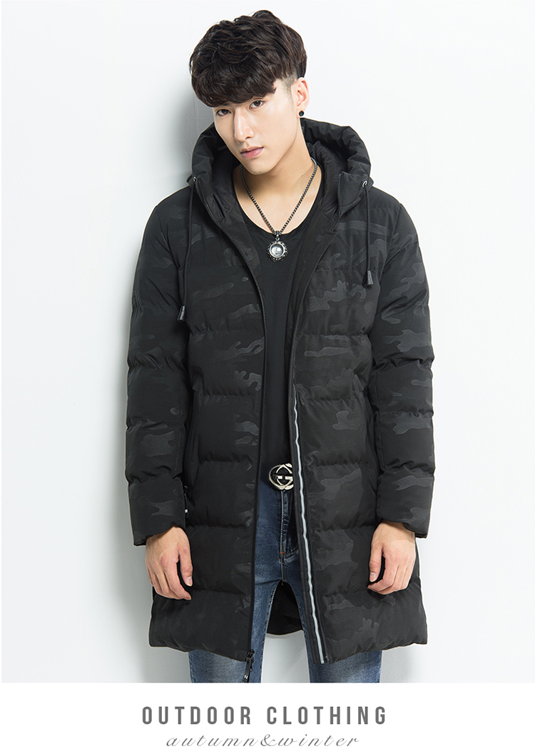 凯仕达冬季新款时尚男士防风保暖迷彩长款棉衣RH5057-1