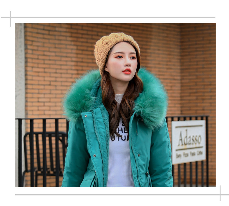 瑶行 2019冬季新款韩版大毛领中长款派克服女羊羔毛外套棉衣LD-G827