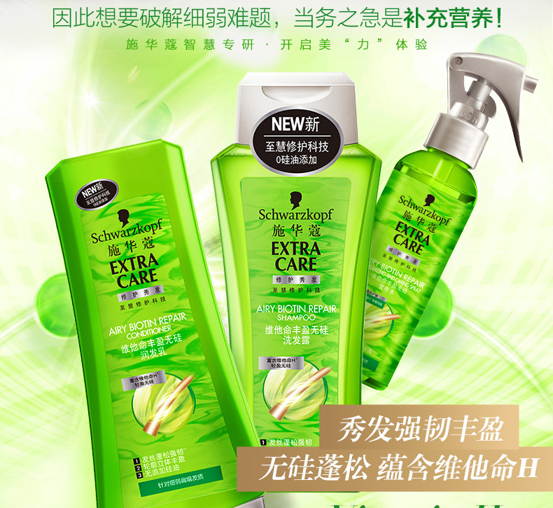 施华蔻/SCHWARZKOPF 维他命丰盈无硅洗发露200ml 柔顺润滑