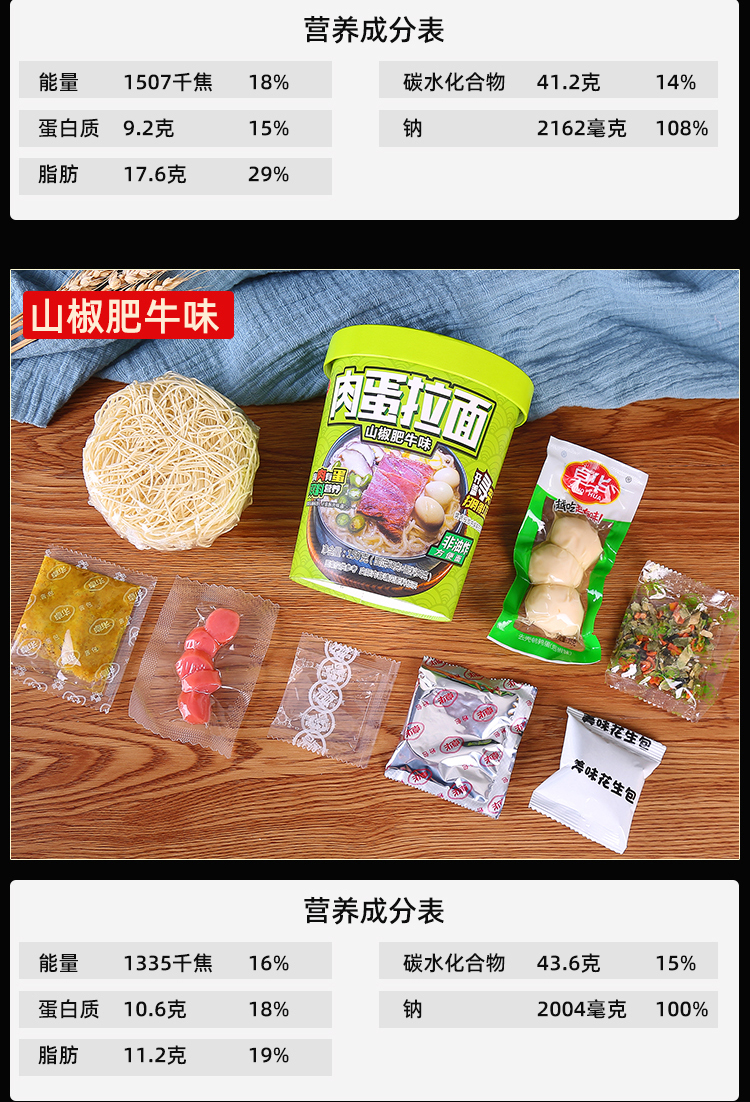 卓华嗨吃家肉蛋面拉面方便面速食桶装*2