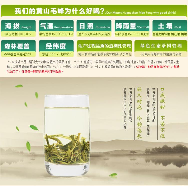 2017年新茶上市 谢裕大黄山毛峰早春翠峰200g礼盒一级 绿茶茶叶