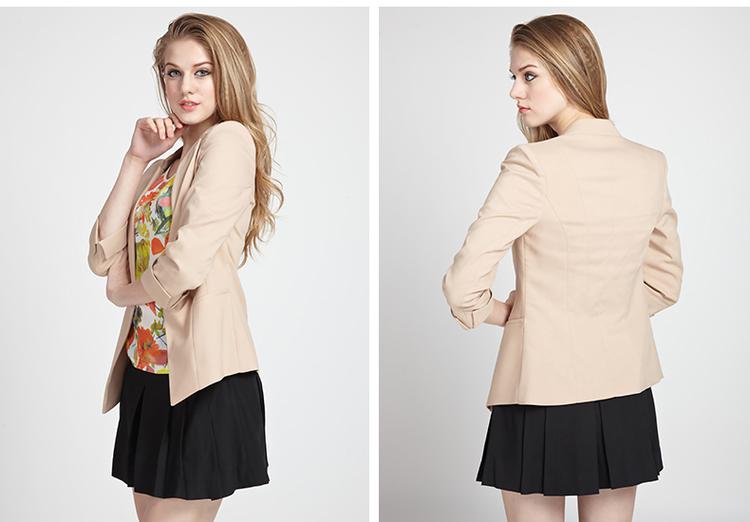 罗卡斯 2014新款女装OL百搭一粒扣七分袖修身小西装女短款小外套 14-3203