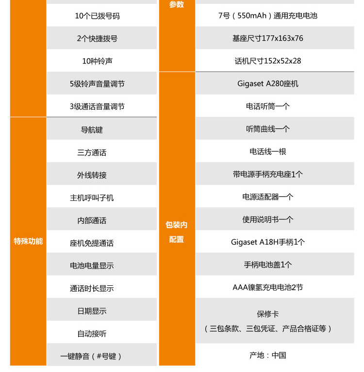 集怡嘉(Gigaset) 数字无绳电话机 A280