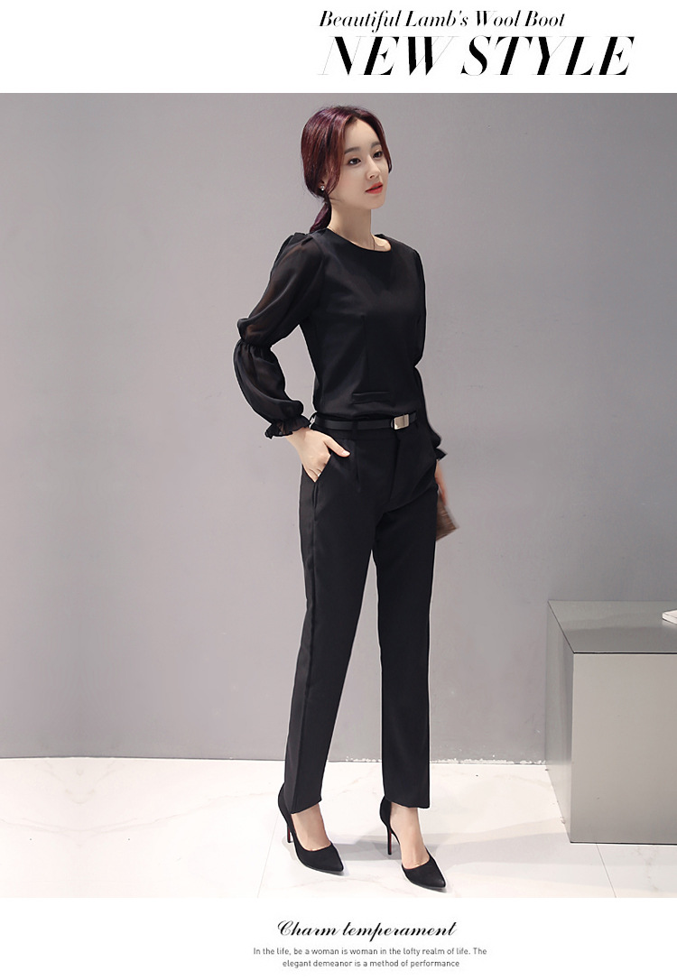 秋季韩版新款时尚两件套套装女 修身显瘦休闲套装女