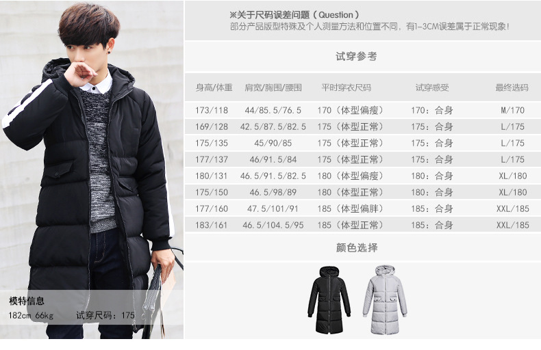 男装 男式棉服 冬装新款棉衣男中长款 韩版连帽加厚外套