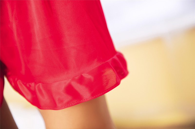 2017女式夏季短袖蕾丝睡衣 纯色冰丝加大码冰丝睡衣家居服