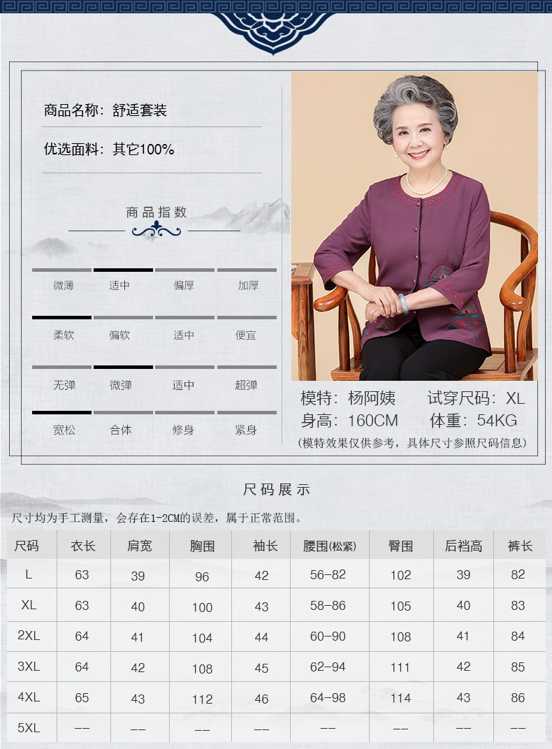 老年女装秋季新款套装60-80岁老年人服装新款长袖奶奶装两件套