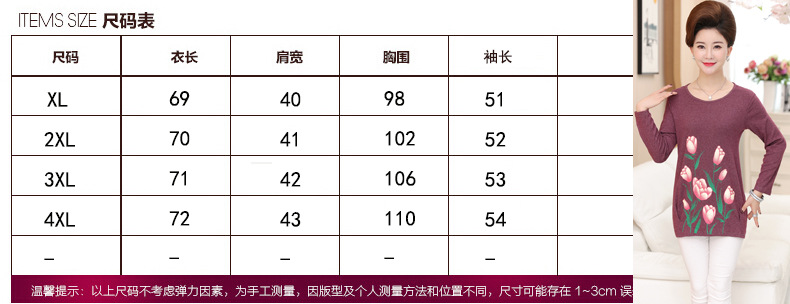 2017中年大码打底衫中老年秋季新品长袖T恤衫时尚印花妈妈装女装