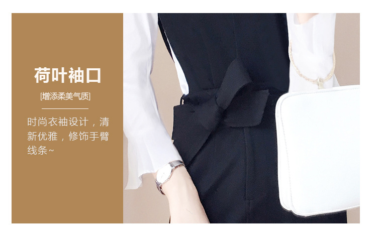 2017秋季新款女装韩版时尚气质裙子显瘦长袖衬衫黑色连衣裙两件套
