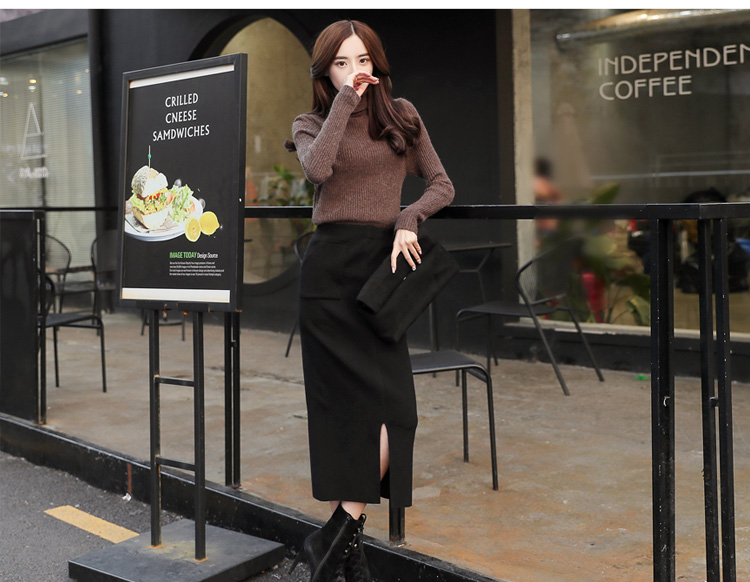 时尚纯色修身显瘦优雅韩版套装/套裙2017年冬季长袖