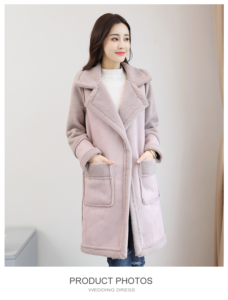 2017年冬季长袖中长款直筒暗扣毛呢外套纯色修身显瘦气质韩版简约时尚