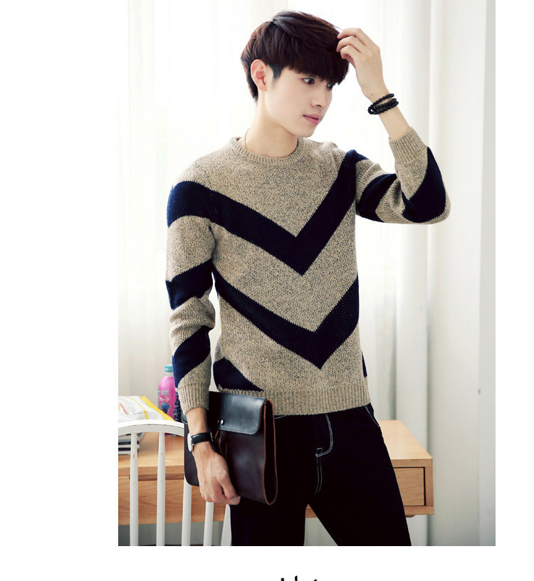 秋冬季男士毛衣韩版青年学生圆领套头潮流长袖针织衫个性打底线衣