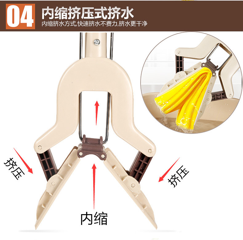 利临 对折挤水胶棉拖把吸水海绵头木地板清洁拖把拖布送2个原装替换头