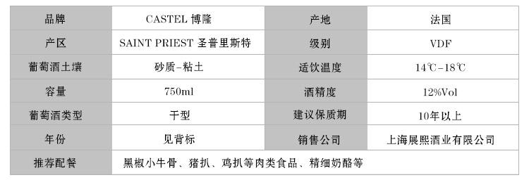 法国卡思黛乐CASTEL 博隆经典干红葡萄酒750ml纸盒装