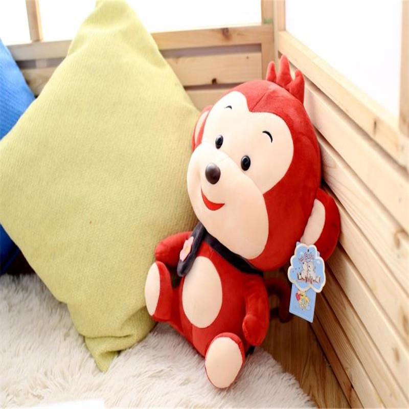 猴子公仔猴年吉祥物毛绒玩具民族风小花布猴玩偶生日新年公司礼品25cm