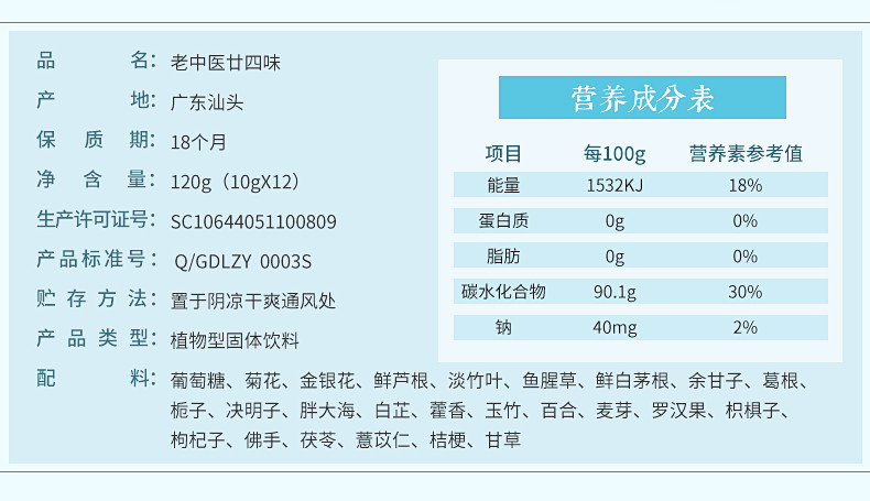 老中医廿四味盒装颗粒老中医凉茶二十四味广东凉茶买二送一包邮