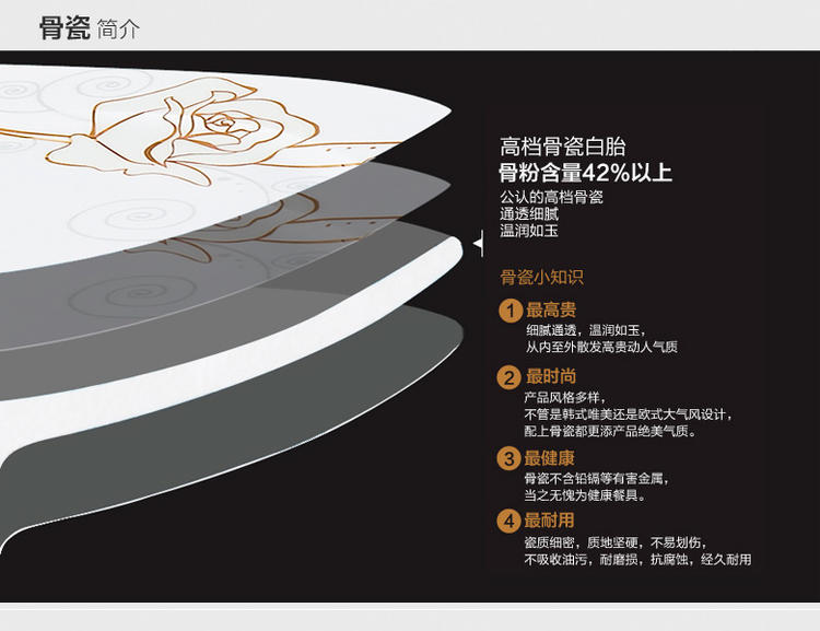 乐享 景德镇陶瓷器 28头骨瓷餐具套装 实用韩式碗盘套装勺子碗碟