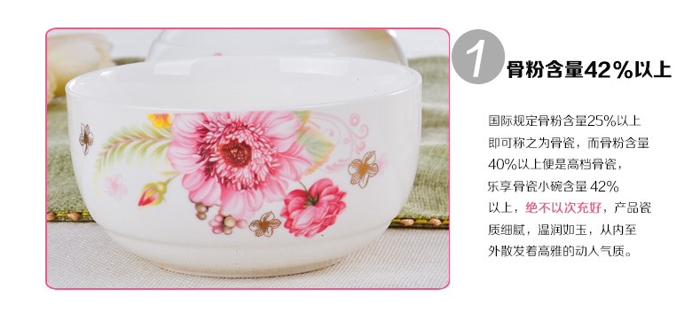 乐享 景德镇陶瓷碗 饭碗10个装正品骨瓷餐具套装碗 韩式碗 香雪花