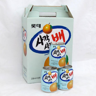 韩国原装进口 乐天粒粒梨汁果肉果汁 果味饮料 238m*12